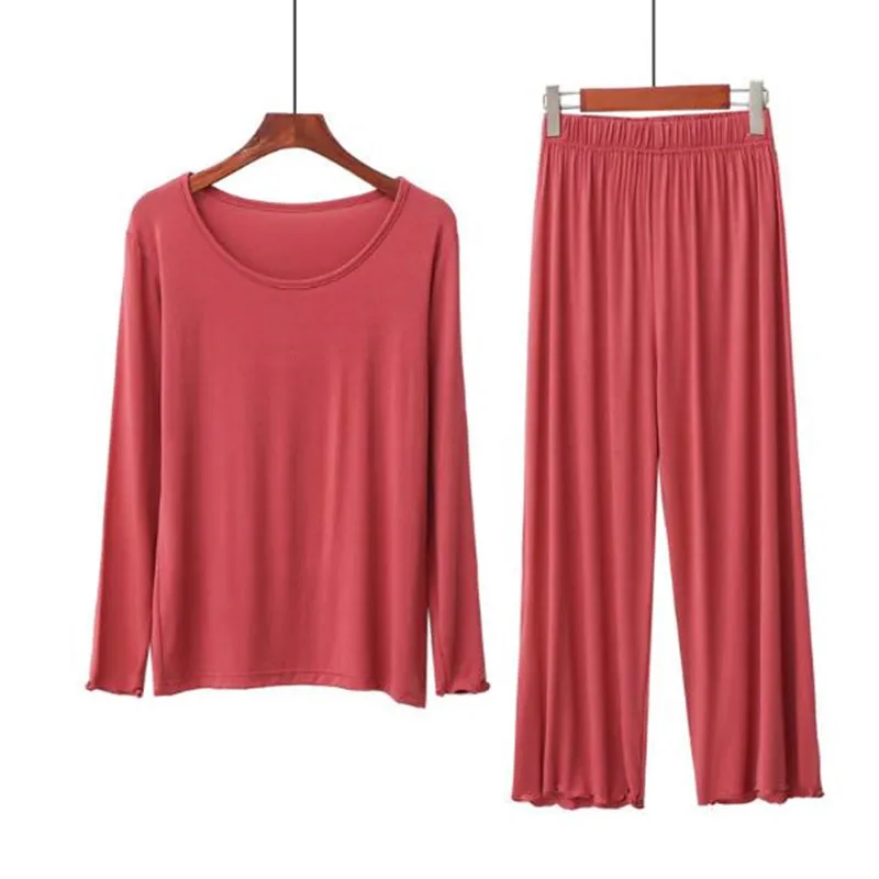 

Autumn winter pajamas women new modal cotton pijamas loose plus size nightwear pyjamas female casual two piece set home clothes