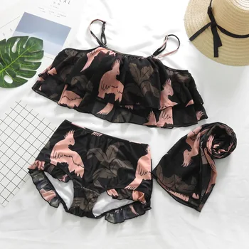 

Women Printed Bikini Set Push Up Bathing Suit with Skirt Swimming Holiday Wear Summer Sexy Swimsuit Biquinis Underwire Suits