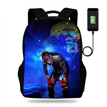 

TravisScottAstroworld Print Multifunction Backpack USB Charging School Bags for Teens Women Men Laptop Backpack Travel Bags