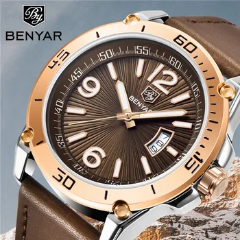 

Fashion BENYAR Mens Watches Top Brand Luxury Quartz Watches Men Stainless Water Resistant Wristwatch Sports Watch reloj hombre
