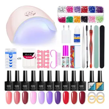 

2020 New 52 pcs Nail Extension Gel Kit Gel Builder with 36w UV LED Nail Lamp Manicure Kit