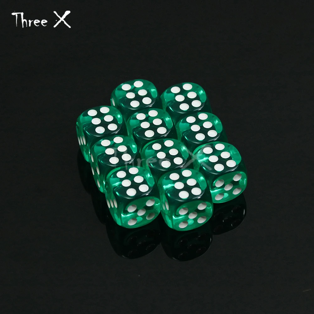 Vibrant 10-Color 14mm Clear D6 Dice Set (10 Pieces)