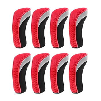 

8Pcs Golf Club Head Cover Headcovers with Interchangeable Number Tags Golf Club Putter Sleeve Clubs Cover Protector Red