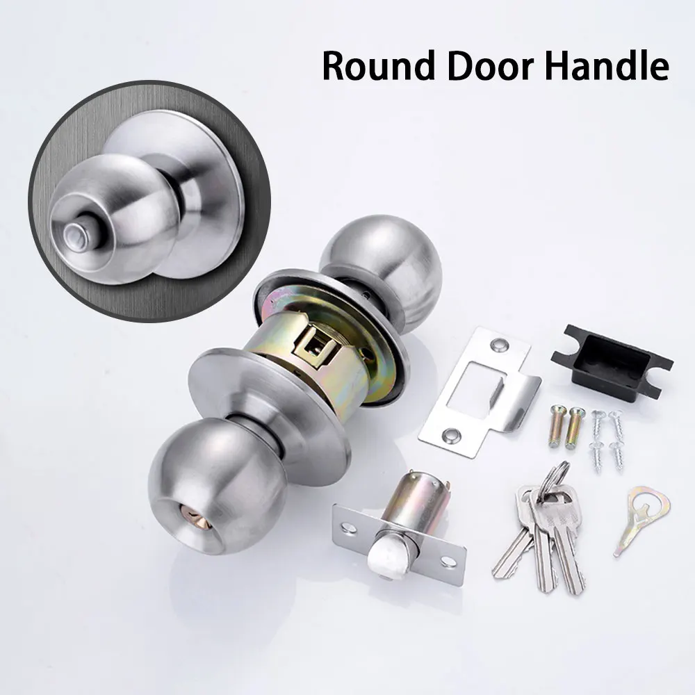 Stainless Steel Door Lock 30mm 50mm Bathroom Round Ball Door Knob Set