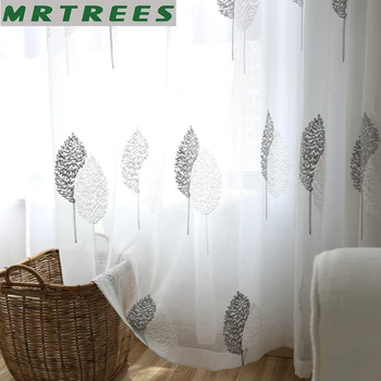 

Embroidered Tulle Window Modern Curtains for Living Room Bedroom Kitchen Sheer Curtains on the Window Drapes Fabric for salon