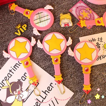 

Anime Sailor Moon Luna Purple Cat Cosplay Accessories Women Girls Magic Wand Hand-held Cosmetic Mirror