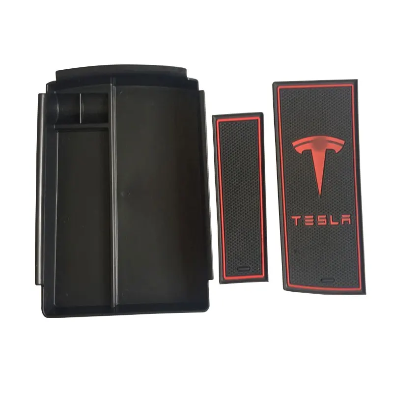 Центральная консоль подлокотник ящик для хранения красный стиль для Tesla модель S X 16-19