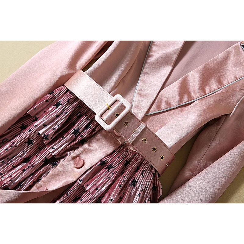 HIGH QUALITY New Fashion Designer Runway Dress Women's Long Sleeve Cascading Ruffles Notched Collar Dress