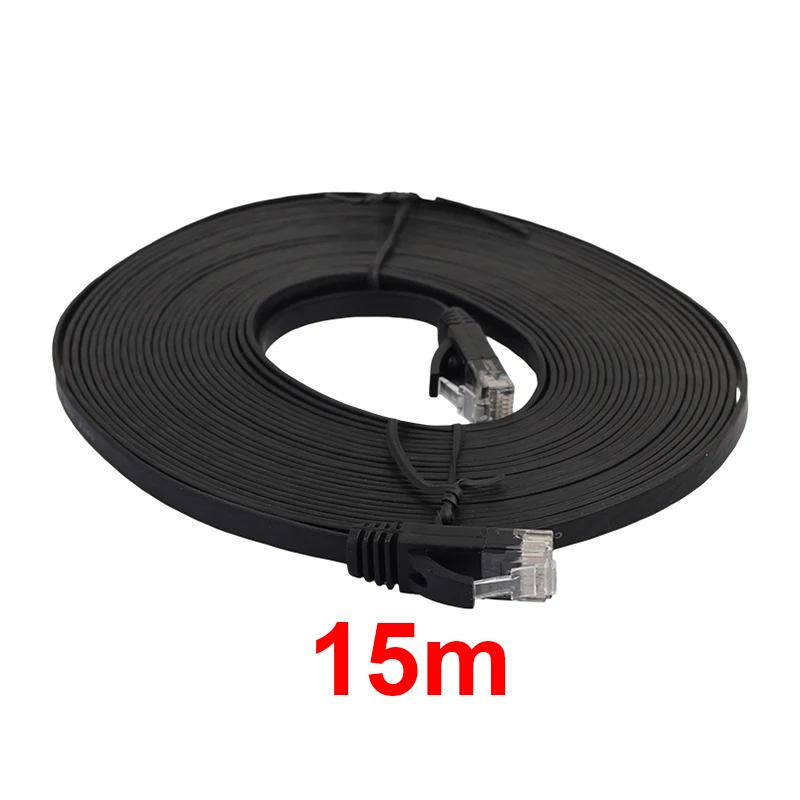 Плоский RJ45 кабель 0 5 м 15 98FT CAT6 квартира UTP Ethernet сетевой патч LAN черный и белый