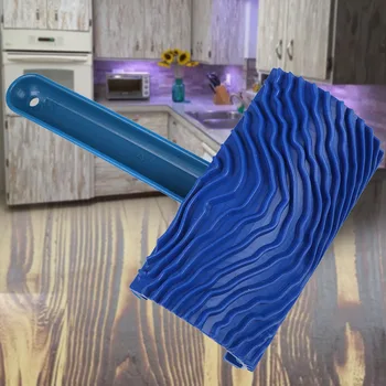 

Art Tool Painting Roller Rubber Imitation Durable Handle Blue Home Decoration Wood Pattern DIY Brush Wall Graining Empaistic
