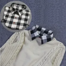 Fake Collar mujer Classic Plaid dot false collar Blouse All Matching red Detachable Shirt Neckwear accessories adult Unisex
