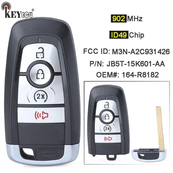 Keyforkess 902MHz ID49 Chip 164-R8182 M3N-A2C931426 JB5T-15K601-AA Smart Remote Key Fob per Ford Edge Ranger 2017-2022