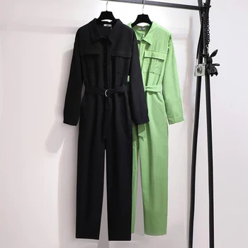 

2020 New Overalls jumpsuits Women Oversized 6XL Women Spring Long Sleeve Loose Trousers Jumpsuit Romper Playsuit Plus With Belt