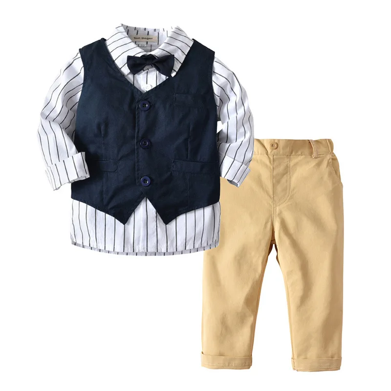 

South Korea Childrenswear 2020 Spring And Autumn CHILDREN'S Vest Long-sleeved Shirt Crawler Three-piece Set Clothes Baby