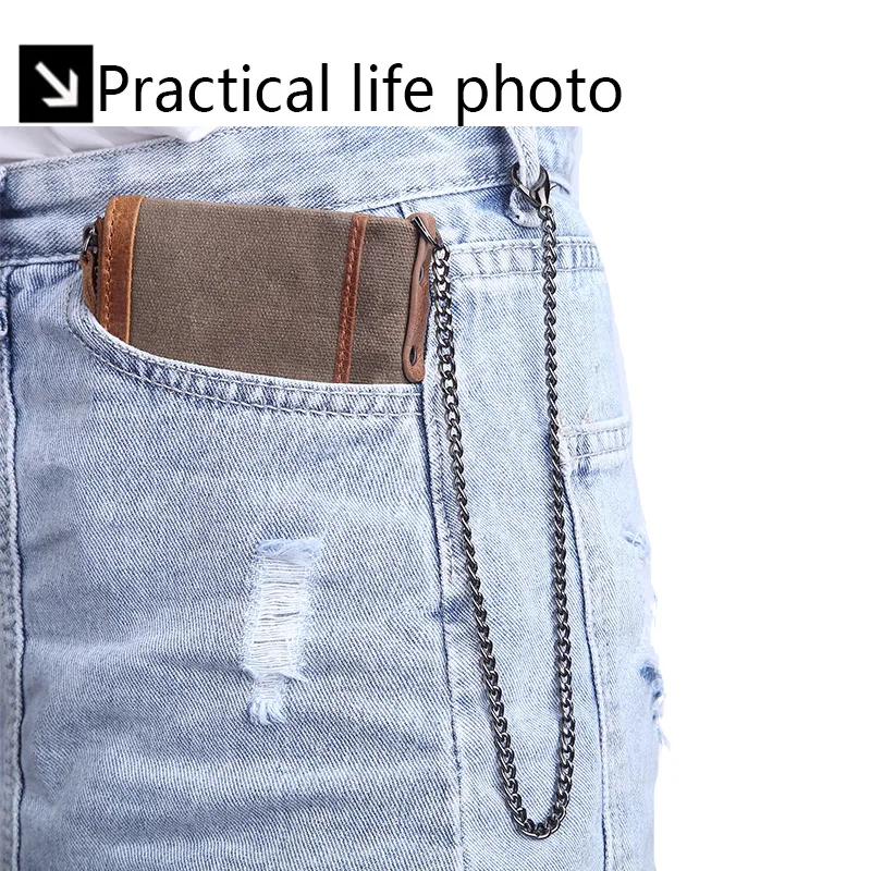 Crazy Horse Leather Man Wallet Leather Short Anti-RFID Pirate Brush Oil Wax Canvas Double Zip Wallet