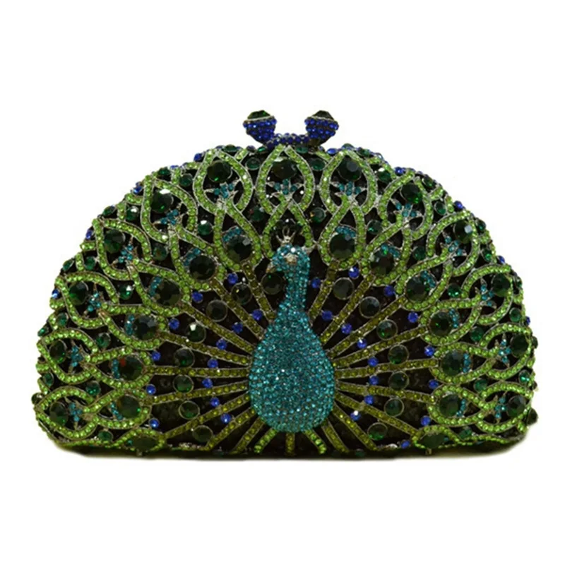 

Peacock drill dinner bag European and American bottom water drill bag luxury evening bag ladies dress bag