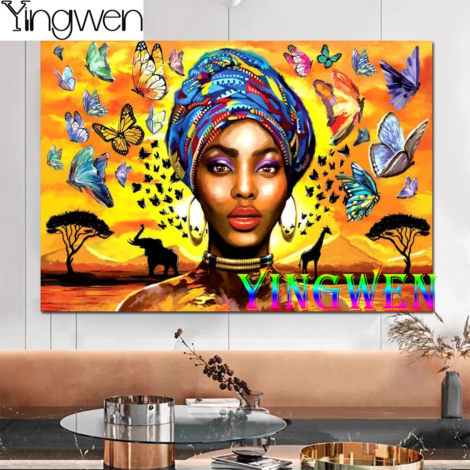 African Woman And Animals 5D Diamond Painting Butterfly Diamond Art  Rhinestone Mosaic Picture Full Diamond Embroidery Home Decor - AliExpress