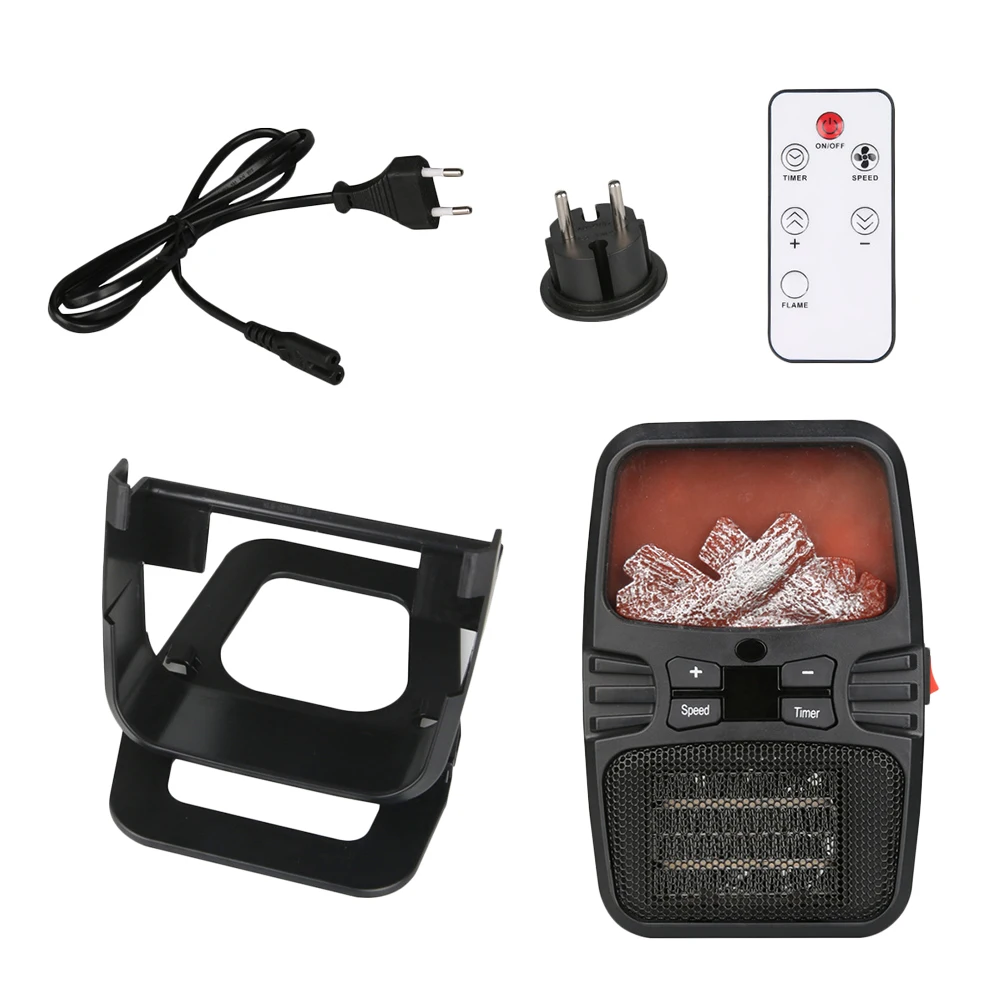 Mini Portable Desk Fan Heater Simulation Fire Stove Electric Warm Air Blower with Remote Control Extension Cord and Holder | Автомобили и