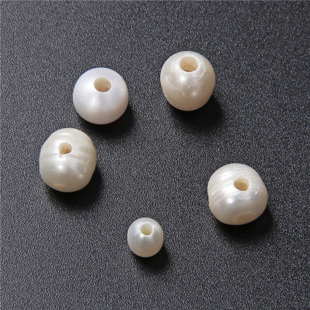 Natural White Freshwater Pearl Beads Large Hole, approx 11-12mm, 2mm hole,  33cm length (PB10099)