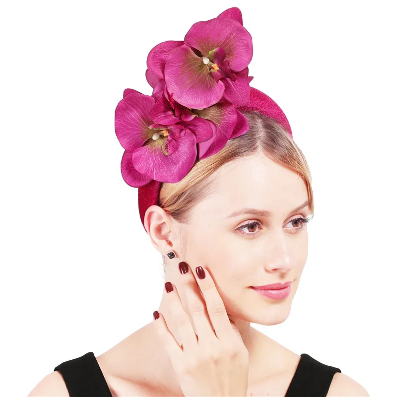 

Hot pink thick heabands women ladies fashion flower headwear fascinators wedding cocktail party dinner hair accessory hair bands
