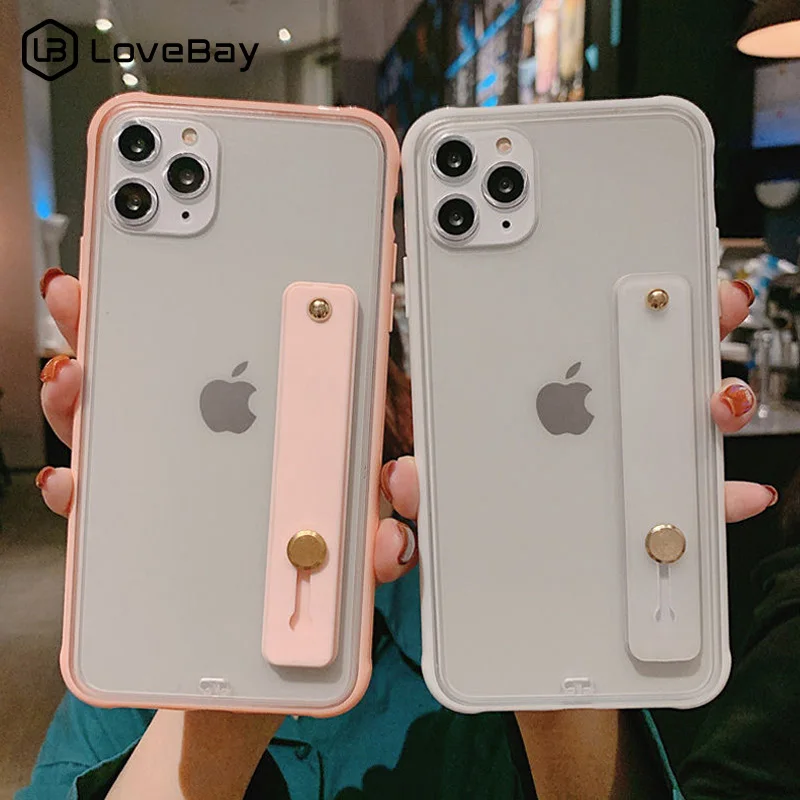 Lovebay карамельный цвет ремешок чехол для телефона для iPhone 11 Pro X XR XS Max 7 8 6 6s Plus Прозрачный матовый противоударный жесткий PC задняя крышка