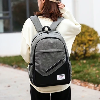 

PUIMENTIUA USB Charging Canvas Backpack 3 Pcs/set Women School Backpacks Schoolbag For Teenagers Man Student Book Bag