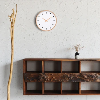 

12in Round Mute Wall Clock Solid Wood Personalized For Bedroom No Battery Birthday Party Favors Decoration