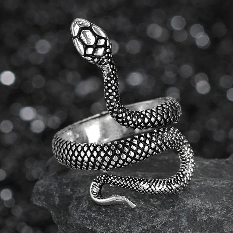 Rings for Men Women Punk Goth Snake Dragon Silver Plated Ring Exaggerated Adjustable Chic Party Gift Jewelry Mujer Bijoux - Image 2