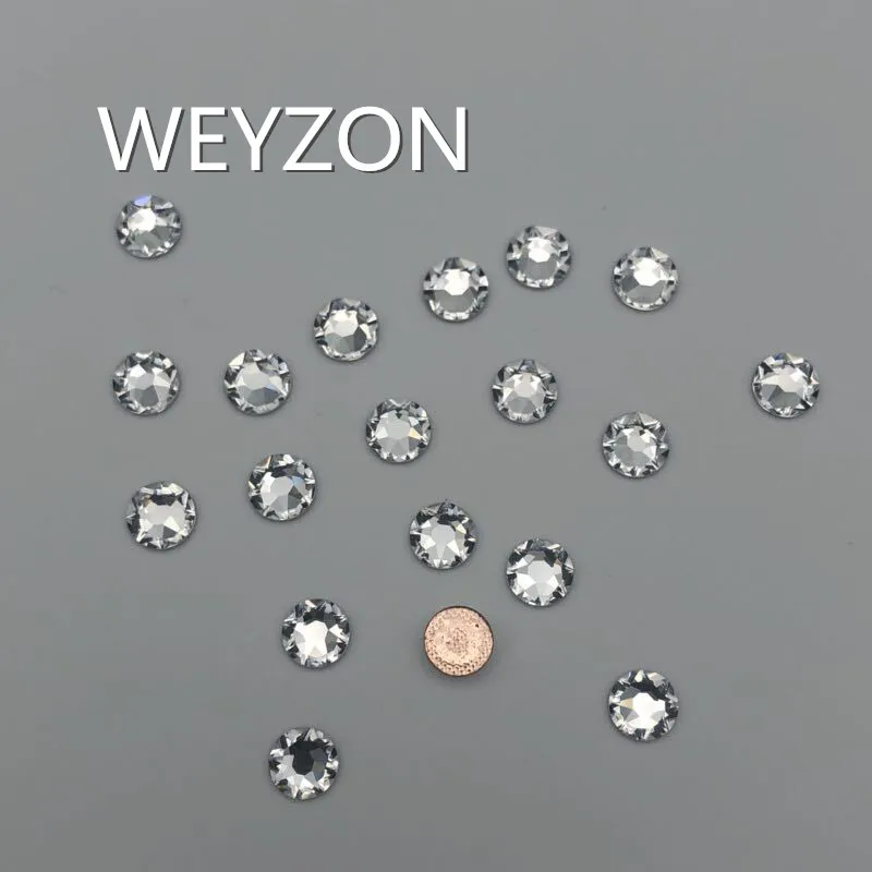 

Excellent Quality Crystal/White/Transparent Color Big and Small Cuts SS10 to SS30 Size Hot fix Glue on Flat back Rhinestone