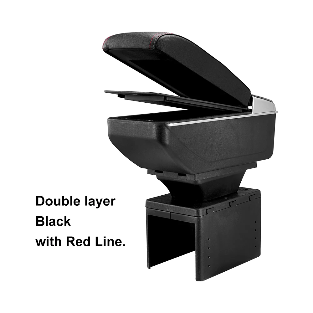 Универсальный подлокотник коробка центральный контейнер коробка для хранения из искусственной кожи подлокотник коробка аксессуары для автомобиля однослойный двухслойный - Название цвета: Dual-Layer Red