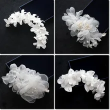 Белый цветочный головной венок корейский стиль невесты аксессуары для волос juan sha ткань перо Марля головной убор аксессуары для волос невесты M