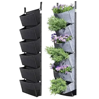 

New 107*30cm Vertical Garden Planter Wall-mounted Planting Flower Grow Bag 6 Pocket Vegetable Living Garden Bag Home Supplies