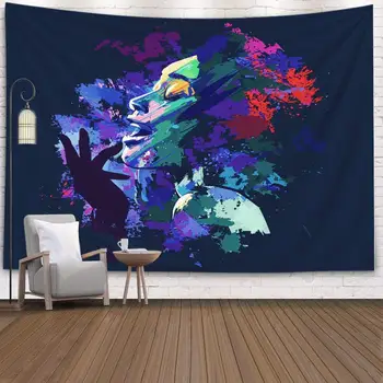 

Dormitory Tapestry Room Decoration Outdoor Afro American Jazz Singer Grunge Background Art
