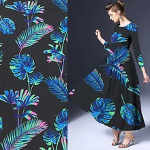 Натуральная шелковая ткань плетёная шёлковая ткань удивительный синий розовый и зеленый растительный принт, SRS073