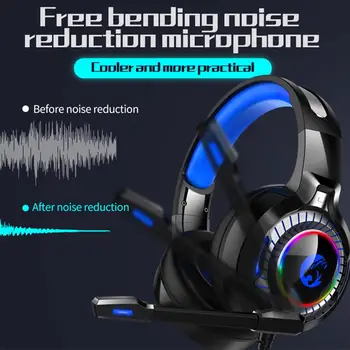 

Professional Led Light Gaming Headphones for Computer Adjustable Bass Stereo PC Gamer Over Ear Wired Headset With Mic Gifts
