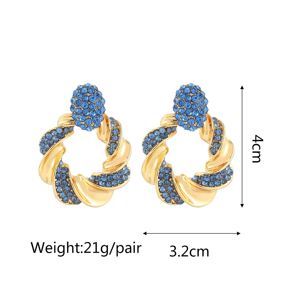 Ztech Blue Series Cute Crystal Earrings Women Popular Europe Style Korean Jewelry Geometric Christmas Gifts Wholesale Pendientes