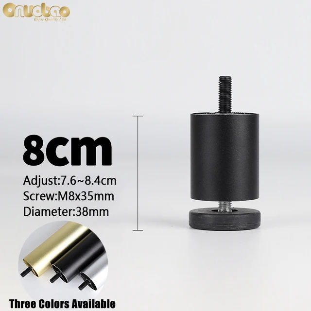 Onuobao 4PCS Furniture Leg M8 Screw Adjustable Aluminum Alloy Sofa Leg for Table Legs Raised Feet Refrigerator Washing Machine Black-8cm