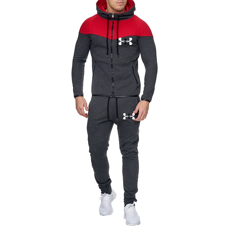 

Patchwork 2 piece set Autumn Running Tracksuit Men Sweatshirt Sports Set Gym Clothes Men Sport Suit Training Suit Sport Wear