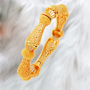 

1PCS Trendy Bangles Dubai Bangles For Women Gold color Bangle&Bracelet Africa Jewelry Ethiopian Middlle East Wedding Bride Gift