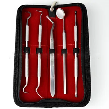 

Stainless Steel Dental Instrument 5 Piece Mouth Mirror Tweezers Probe Oral Mirror Oral Care Dentist Gift Dental Cleaning Tool