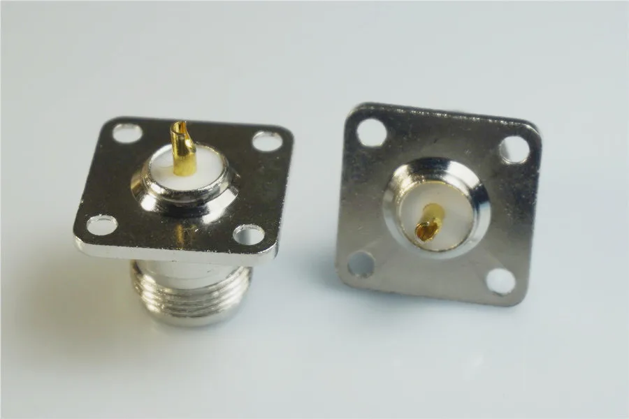 100 pcs N Female Connector Chassis mount socket Jack flange 4 holes gold plated centre pin heat resistance for cable RG213