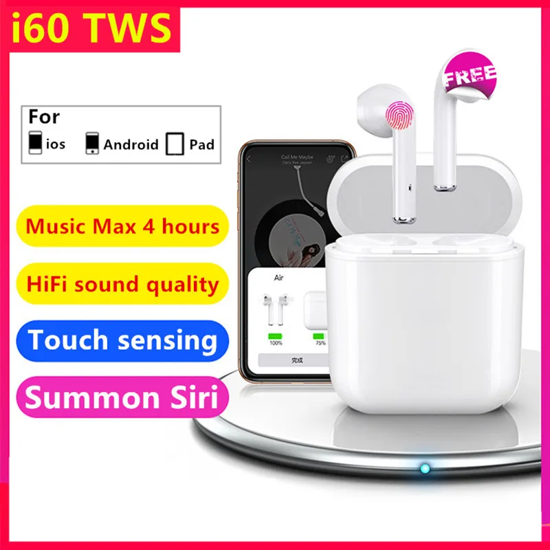 

i60 tws Pop up Window Replica 1:1 Aire2 Bluetooth 5.0 Earphone Mini Wireless charging Earphones PK i10 i12 i11 i9s tws 6D Bass