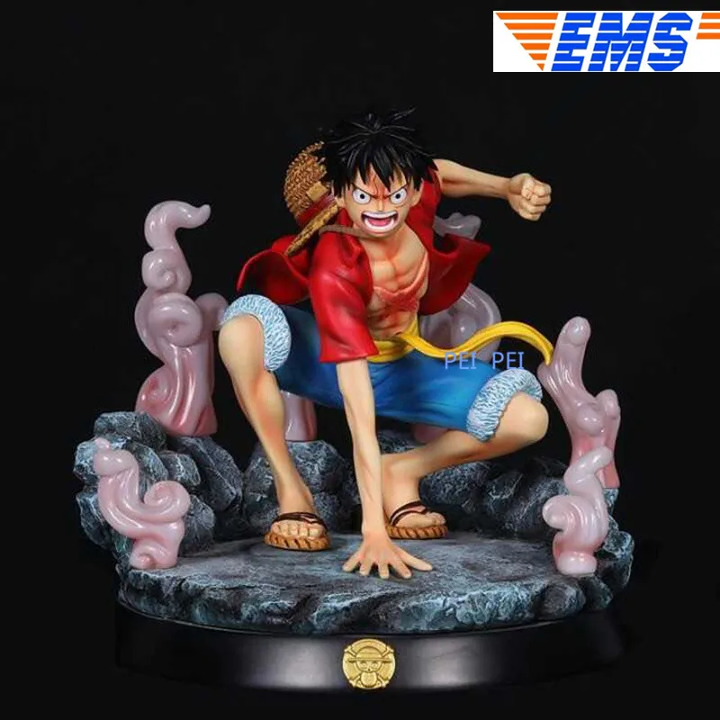 Аниме статуя Обезьяна D. Luffy соломенная шляпа Пираты GK gear второй Луффи полная длина портрет резиновая фигурка героя игрушечная коробка Q1010 - Цвет: Розовый