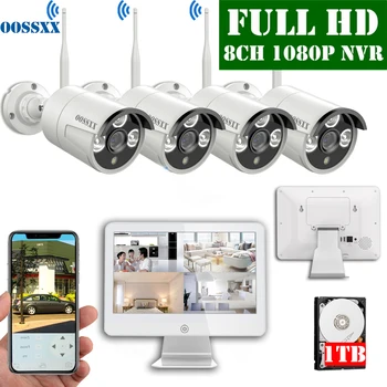 

8CH 1080P Wireless NVR Kit 12.5' LCD display outdoor 1080P 2.0M IP67 Security Camera wifi cctv camera system video surveillance