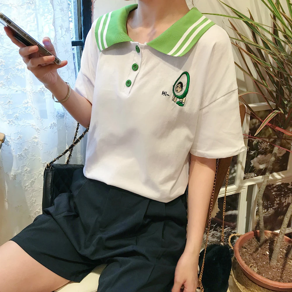 2 цвета, модные рубашки с коротким рукавом Harajuku, женская одежда,, милые футболки с рисунком Kawaii, женские футболки, одежда