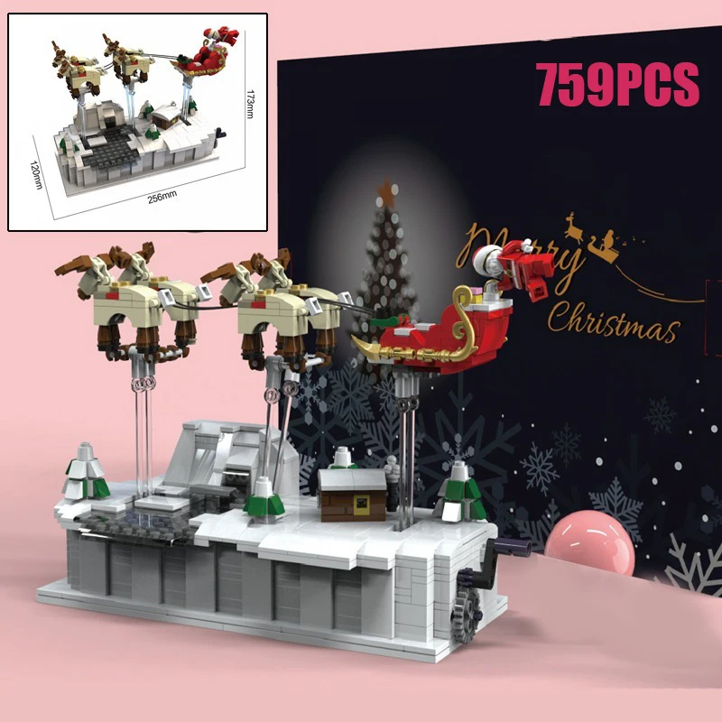 

Christmas Balloon Ship Santa Claus legoinglys Village Train City Creator Mini Building Figures Blocks Bricks Toys Kids Gifts