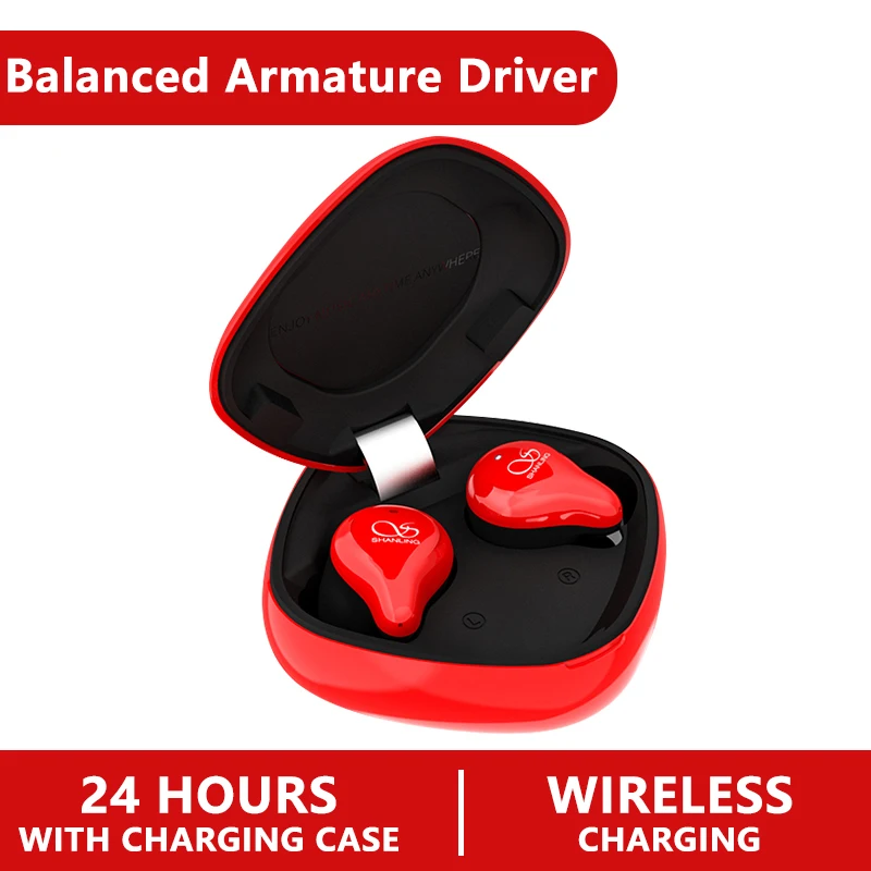 Красный Shanling MTW100 Bluetooth 5.0 TWS Wireless Blutooth Earphone Noise Cancelling Earphones Handsfree In Ear Sport Earbud Gaming - Цвет: Красный