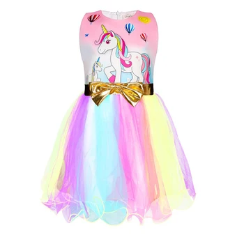 

Aven Rabbit Summer Dress Girls Clothes Kids Clothes Golden Bow Princess Girl Dress Children Unicorn Color Dress 3-8 Years Old