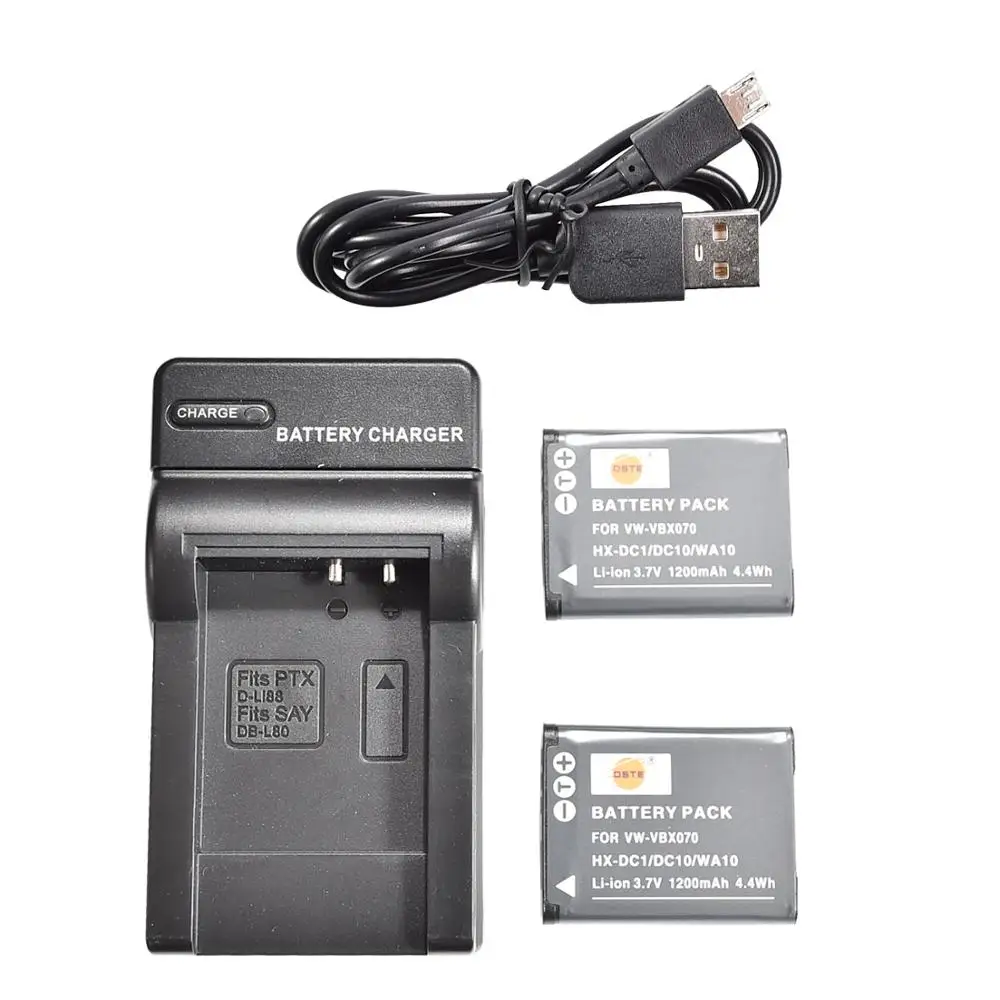 DSTE 2pcs VW-VBX070 Li-ion Battery with USB Charger for Panasonic HX-DC1 DC2 DC10 DC15 WA10 Camera | Электроника