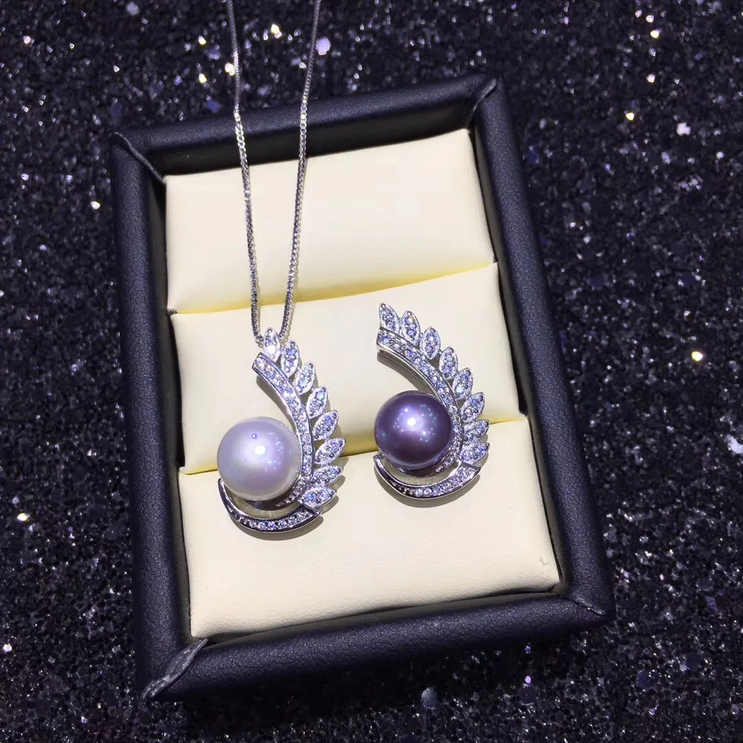 ZHBORUINI, высокое качество, ювелирные изделия из жемчуга, ожерелье из перьев, 925 пробы, серебряные ювелирные изделия для женщин, подвеска из пресноводного жемчуга